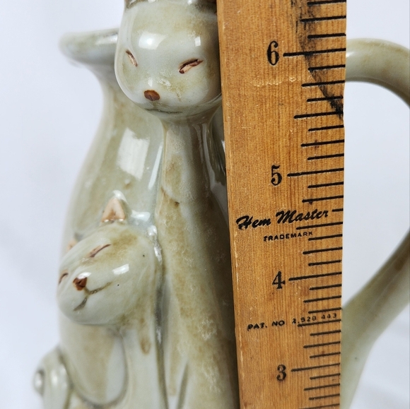 VINTAGE MCM TWINING SIAMESE CATS POTTERY PITCHER GLAZED CREAMER - Picture 8 of 9